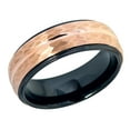 thumbnail image 1 of Men Women Tungsten Carbide Wedding Band Ring 8mm Comfort Fit Stepped Edge Hammered Black Inside Rose Tone Tungsten Ring, 1 of 3
