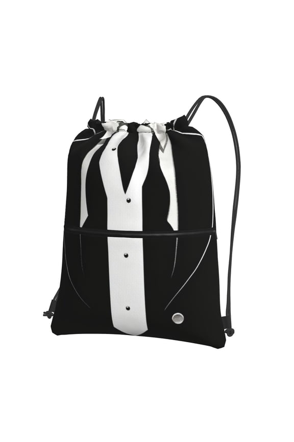 Men Women Tuxedo Pattern Sport Gym Water Resistant Sackpack Drawstring Backpack Bag