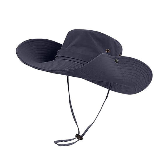 Men Women UPF 50+ Waterproof Bucket Hat, Lightweight Quick Dry Foldable Boonie Hat with Adjustable Anti-Drop Strap, Breathable Wide Brim Sun Cap for Hiking Fishing Camping Outdoor Navy