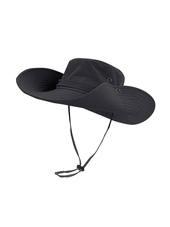 Men Women UPF 50+ Waterproof Bucket Hat, Lightweight Quick Dry Foldable Boonie Hat with Adjustable Anti-Drop Strap, Breathable Wide Brim Sun Cap for Hiking Fishing Camping Outdoor Black
