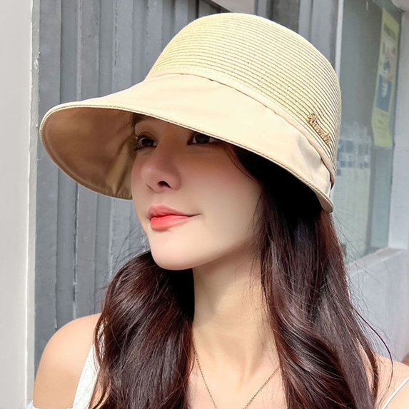 Men Women UV Protection Wide Brim Foldable Portable Fisherman Cap Beach Cap Bucket Hat Sun Hat BEIGE