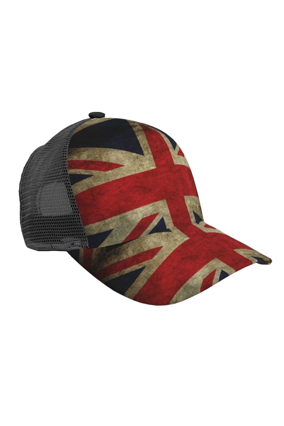 Men Women Union Jack Flag Adjustable Trucker Hat Lightweight Mesh Back Baseball Cap One Size