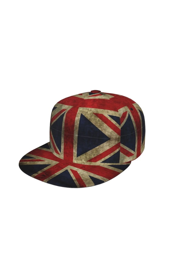 Men Women Union Jack Flag Flat Bill Hip Hop Visor Snapback Hat Adjustable Baseball Cap