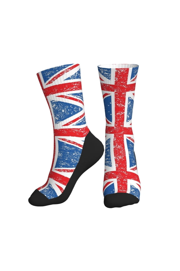 Men Women Union Jack Flag Novelty Soft Funny Dress Crew Socks