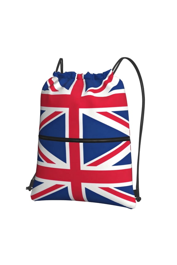 Men Women Union Jacks Flag Sport Gym Water Resistant Sackpack Drawstring Backpack Bag