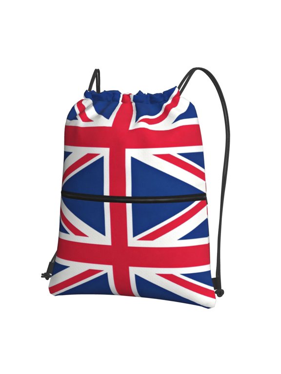 Men Women Union Jacks Flag Sport Gym Water Resistant Sackpack Drawstring Backpack Bag