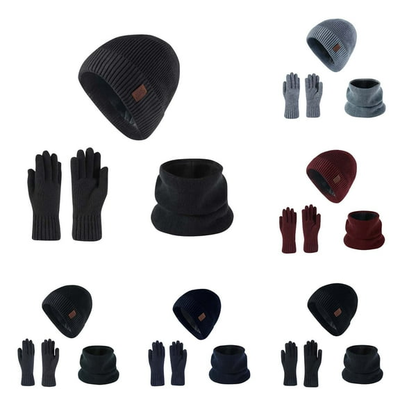 3-Piece Winter Beanie Hat, Scarf and Touchscreen Gloves Set for Men and Women, Fleece Lined Knit Warm Hat