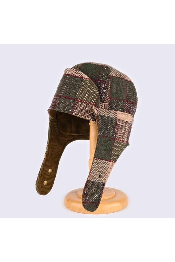 Men Women Unisex Fashion Plaid Lace-up Ear Protection Imitation Long Haired Baseball Cap Suitable for pars Clothing