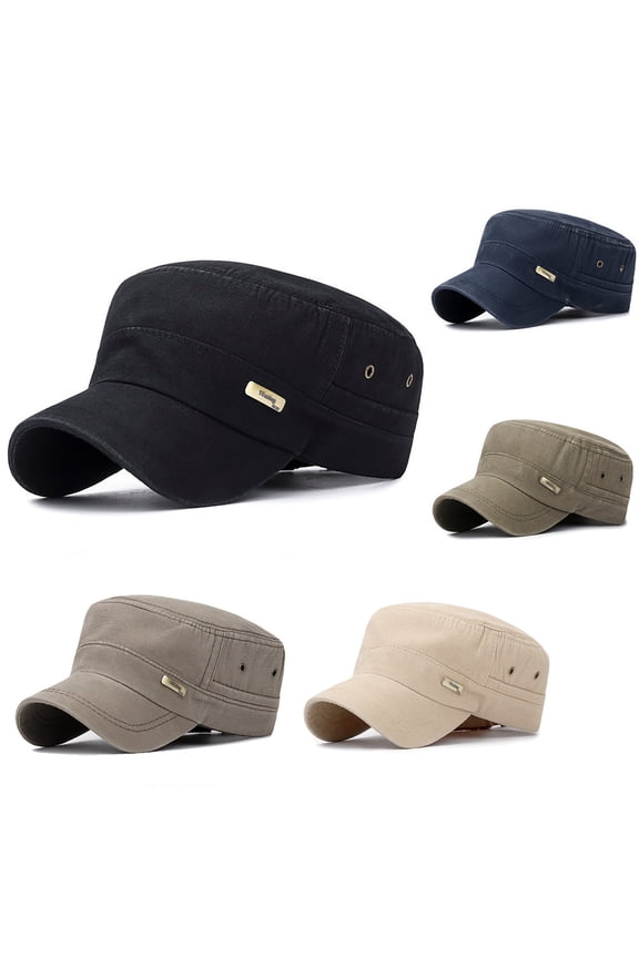 Men Women Unisex Flat Top Cap Cotton Casual Summer Outdoor Hat Comfortable Leisure Hat Army Green