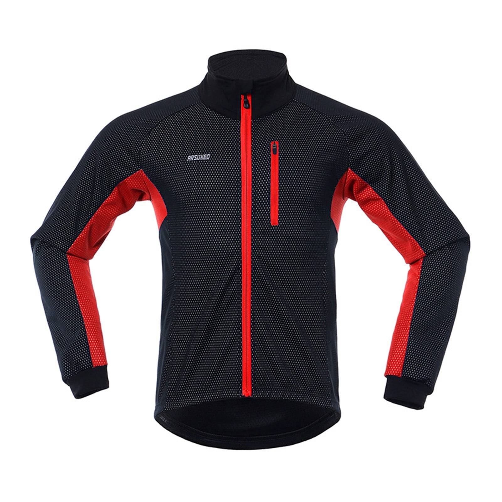 ARSUXEO Winter Thermal Cycling Jacket - Windproof, Waterproof Softshell With Fleece Lining & Reflective Details