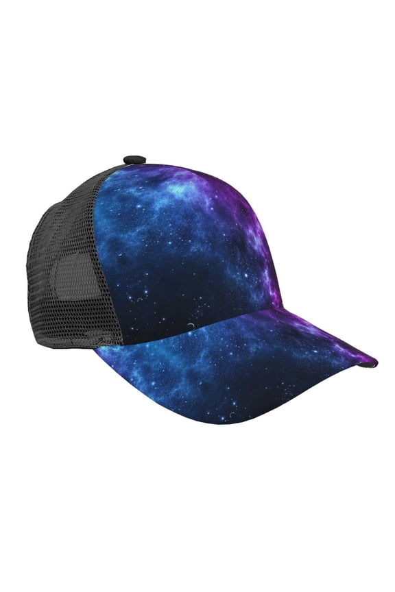 Men Women Universe Nebula Galaxy Adjustable Trucker Hat Lightweight Mesh Back Baseball Cap One Size