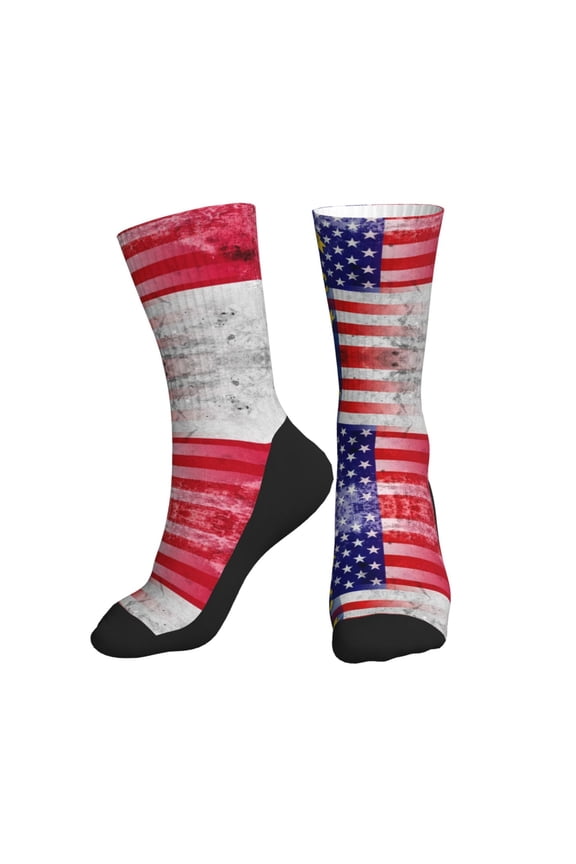 Men Women Usa And North Carolina Flag Painted Novelty Soft Funny Dress Crew Socks