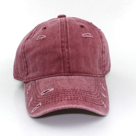Men Women Vintage Washed Distressed 100% Cotton Baseball Cap Adjustable Dad Hat (Red)