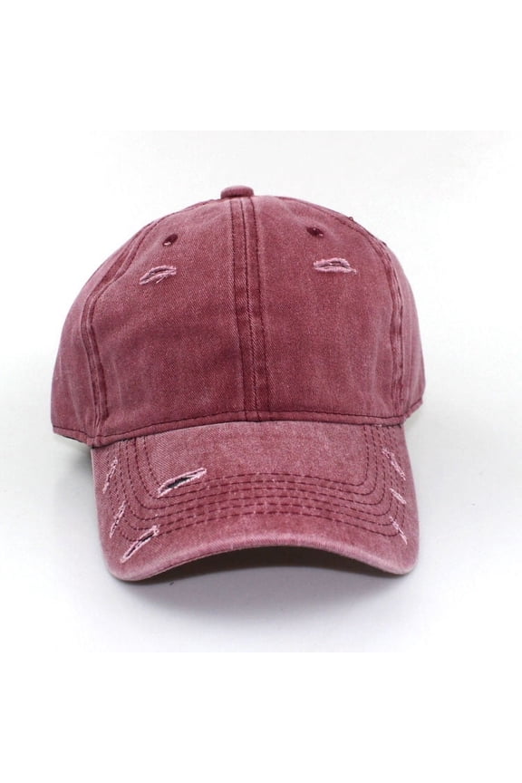 Men Women Vintage Washed Distressed 100% Cotton Baseball Cap Adjustable Dad Hat (Red)