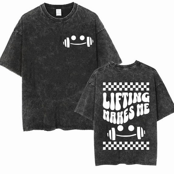 Men Women Vintage Washed "Everything Hurts and I'm Hungry" Funny T-Shirt - Oversized Cotton Muscle Mom Gym Tee