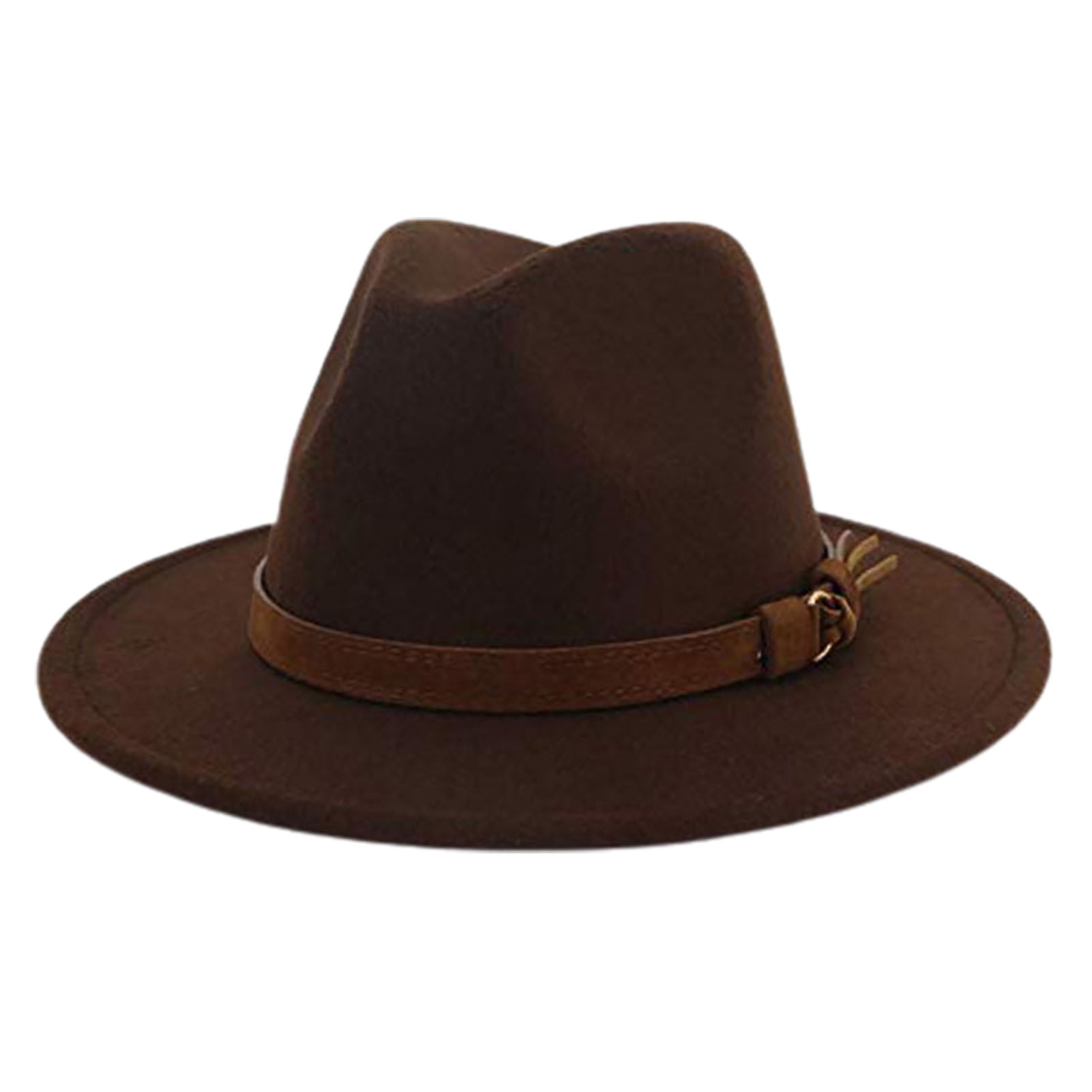 Vintage Wide-Brim Fedora Hat with Buckle Detail Size 8 1/4