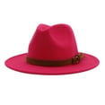 thumbnail image 1 of Men & Women Vintage Wide Brim Fedora Hat with Belt Buckle, 1 of 8
