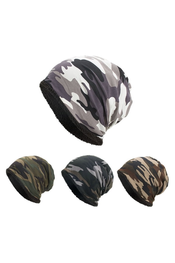 Men Women Warm Crochet Winter Beanie Camouflage Pattern Ski Skull Cap