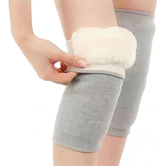 Men Women Warm Fleece Lined Knee Brace Leg Warmer Thermal Leg Sleeve Knee Support for Yoga (Large, Grey)