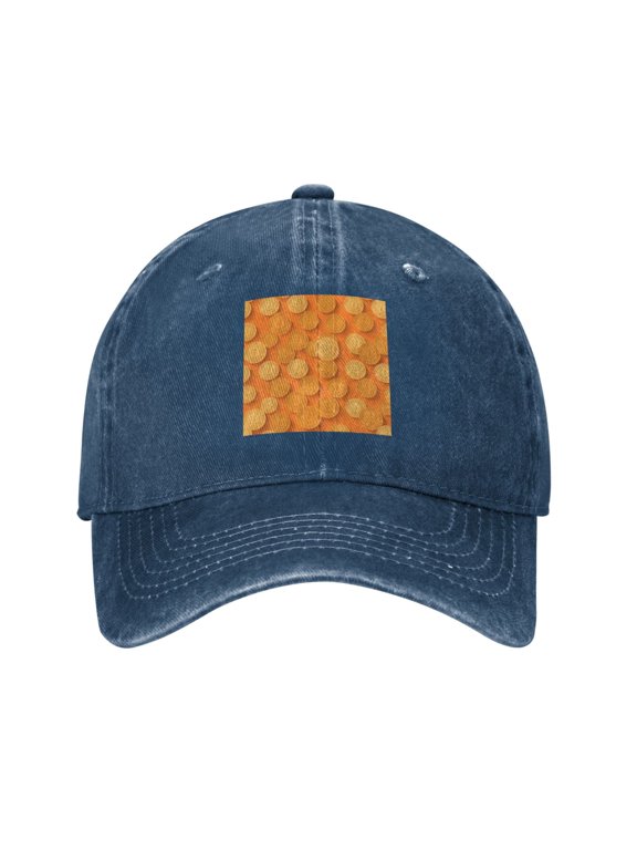 Men Women Washed Twill Baseball Cap Bitcoin Rich Adjustable Dad Hat Navy Blue