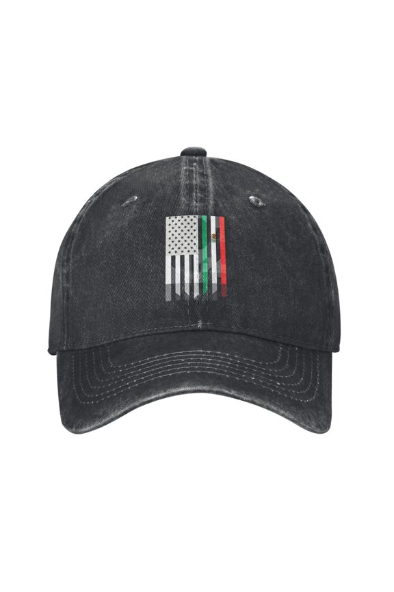 Men Women Washed Twill Baseball Cap Mexican Roots Adjustable Dad Hat Black