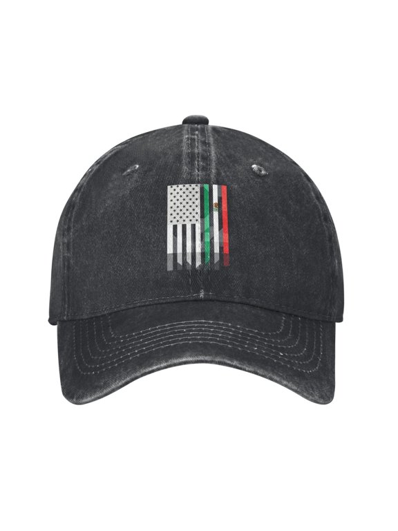 Men Women Washed Twill Baseball Cap Mexican Roots Adjustable Dad Hat Black