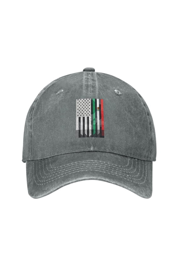 Men Women Washed Twill Baseball Cap Mexican Roots Adjustable Dad Hat Gray