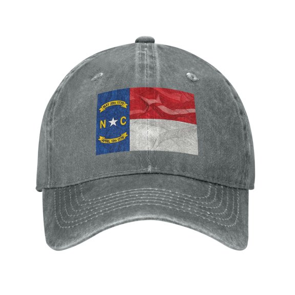 Men Women Washed Twill Baseball Cap North-Nc-Carolina Flag Adjustable Dad Hat Gray