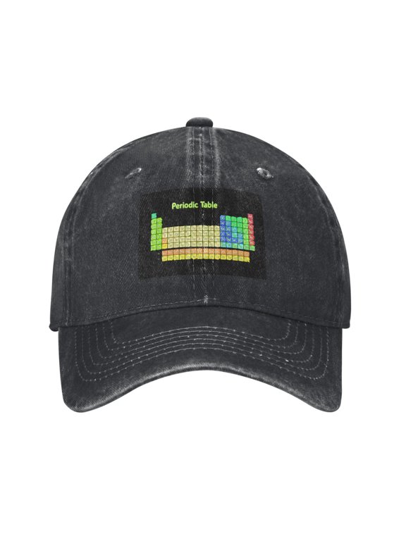 Men Women Washed Twill Baseball Cap Periodic Table Of Elements Chemistry Adjustable Dad Hat Black