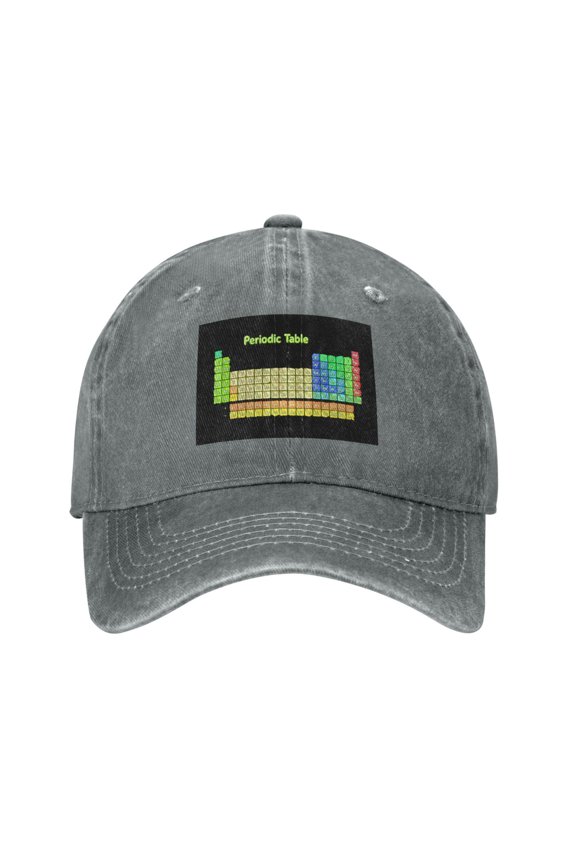 Men Women Washed Twill Baseball Cap Periodic Table Of Elements Chemistry Adjustable Dad Hat Gray
