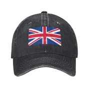 Men Women Washed Twill Baseball Cap Union Jacks Flag Adjustable Dad Hat Black