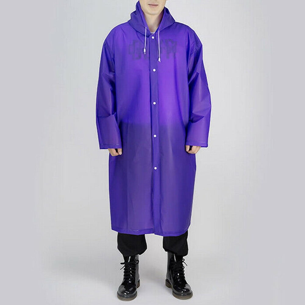 Men Women Waterproof Jacket EVA Button Hooded Raincoat Rain Coat Poncho ...