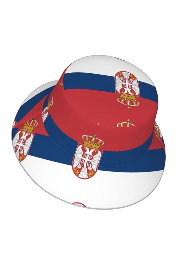 Men Women Wave Serbian Flag Reflective Bucket Hat Reversible Runner Cap Visor Hat