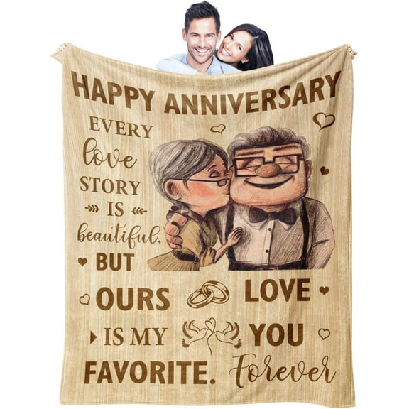 for Men Women, Wedding Blanket Gifts for Wife Husband Best Romantic Anniversary Marriage Gift for Couple Parents, Happy Anniversary for Girlfriend Boyfriend Gifts Blanket 59"X 51"