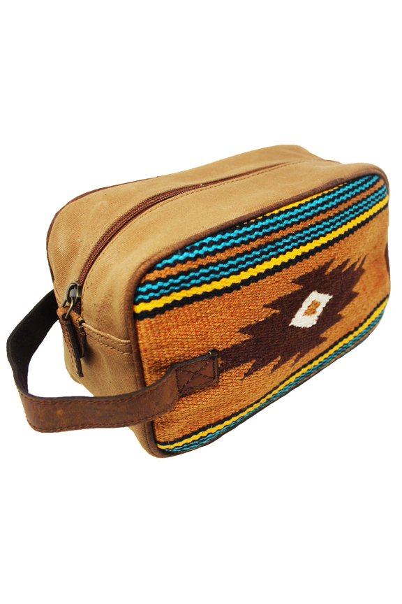 Men Women Western Woven Genuine Leather Toiletry Dopp Kit Cosmetic Travel Bag 18SKT05