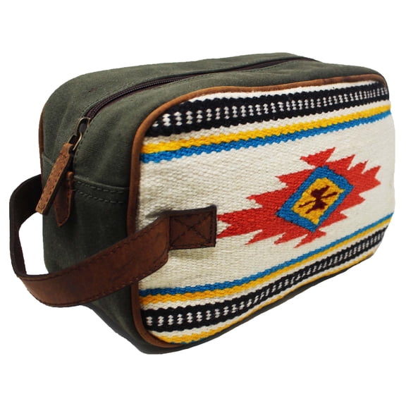 Men Women Western Woven Genuine Leather Toiletry Dopp Kit Cosmetic Travel Bag 18SKT10