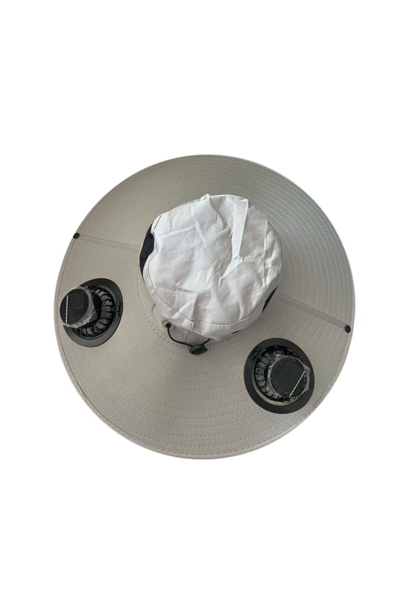 Men Women Wide Brim Solar Fan Hat with 2 Fan Built in, Outdoor Solar & USB Charging Hiking Cycling Fishing Bucket Hats Summer Cool Gardening Sun Hats Removable Waterproof UPF 50+ Beach Hat