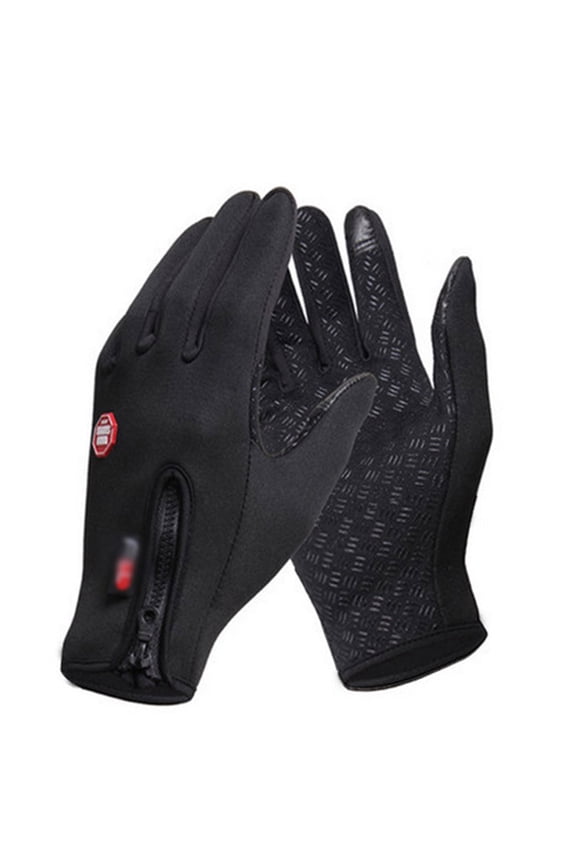 Men Women Windproof Zipper Gloves Ski Snow Motorcycle Warm Mittens