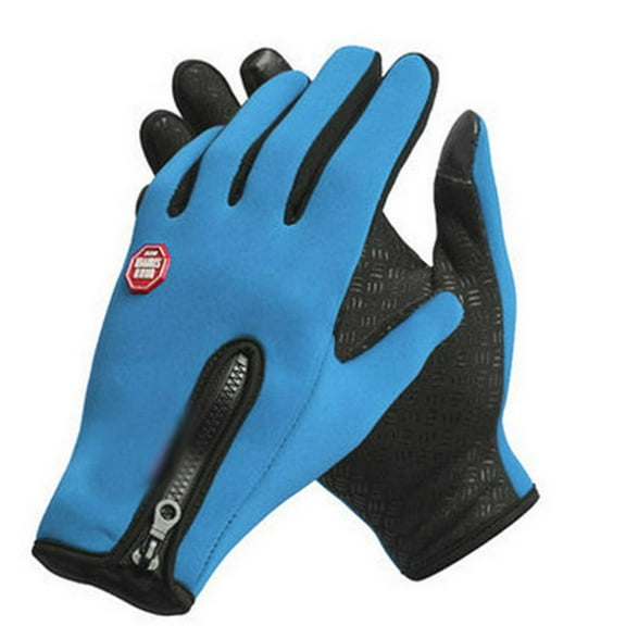 Men Women Windproof Zipper Gloves Ski Snow Motorcycle Warm Mittens