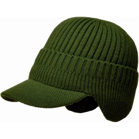 Men Women Winter Beanie with Visor Warm Earflaps Hat