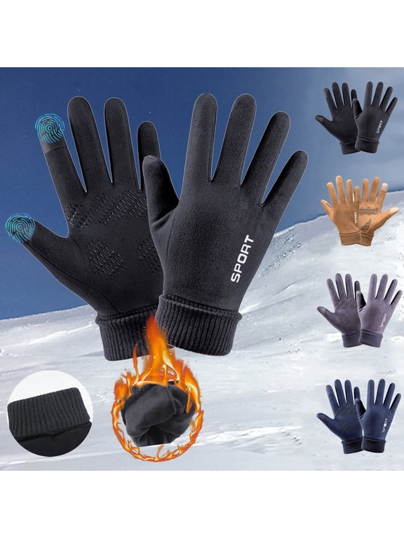 Men Women Winter Fleece Lined Gloves Warm Running Cycling Snow Ski Gloves, thermal Windproof Material and Touch Screen Finger for Driving Snowboarding