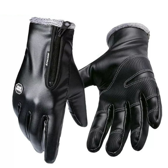 Men Women Winter Gloves Cold Weather Leather Lined Warm Glovers Waterproof Windproof Touchscreen Gloves for Running Cycling Driving Hiking Skiing