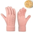 thumbnail image 1 of Men & Women Winter Gloves Touch Screen Thermal Warm Knitted Solid Color Elastic Cuff Glove For Cold Weather (Free Size, Pink-A), 1 of 2