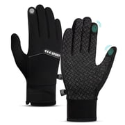 Men Women Winter Gloves With Touchscreen Fingers Anti-Slip Thin Waterproof Warm Thermal Snow Gloves Cold Weather Bike Glove for Ski Running Driving Cycling Snowboarding Hunting Black L