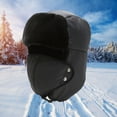 thumbnail image 1 of Men and Women Winter Hat with Ear Flaps, Fleece Lined Face Protection Cap, Thickened Balaclava Style Hat for Skiing, Motorcycle Riding, and Cold Weather Outdoor Activities - Black, 1 of 5