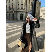 Men and Women Winter Long Maxi Coat Genuine Natural Sheepskin Shearling Leather Jacket Outerwear Warm Thick Wool Liner Black Plus Oversized 60 62,48,Black