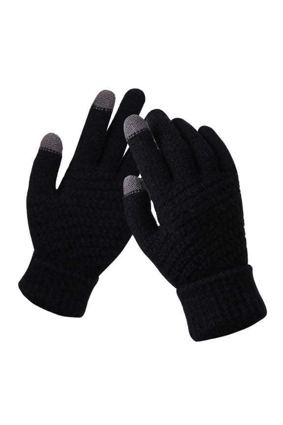 Men Women Winter Warm Knitted Gloves, Touchscreen Phone Gloves with Snowflake Pattern, Thick Cold Weather Gloves, Unisex All Season Thermal Screen Compatible Gloves C