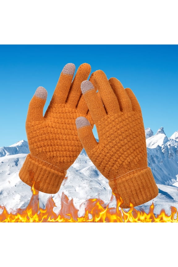 Men Women Winter Warm Knitted Gloves, Touchscreen Phone Gloves with Snowflake Pattern, Thick Cold Weather Gloves, Unisex All Season Thermal Screen Compatible Gloves B