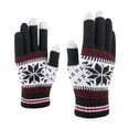 thumbnail image 1 of Men Women Winter Warm Knitted Gloves, Touchscreen Phone Gloves with Snowflake Pattern, Thick Gloves for Cold Weather, Unisex Thermal Screen Compatible Gloves Black, 1 of 6