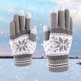 thumbnail image 1 of Men Women Winter Warm Knitted Gloves, Touchscreen Phone Gloves with Snowflake Pattern, Thick Gloves for Cold Weather, Unisex Thermal Screen Compatible Gloves Grey, 1 of 4